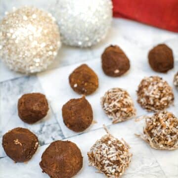 rum balls in cocoa and coconut