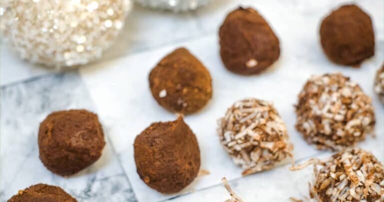 rum balls in cocoa and coconut