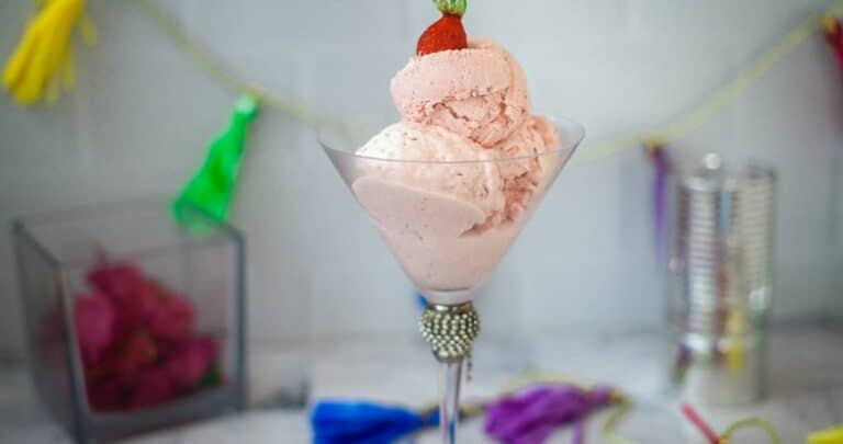 strawberry ice cream in a glass