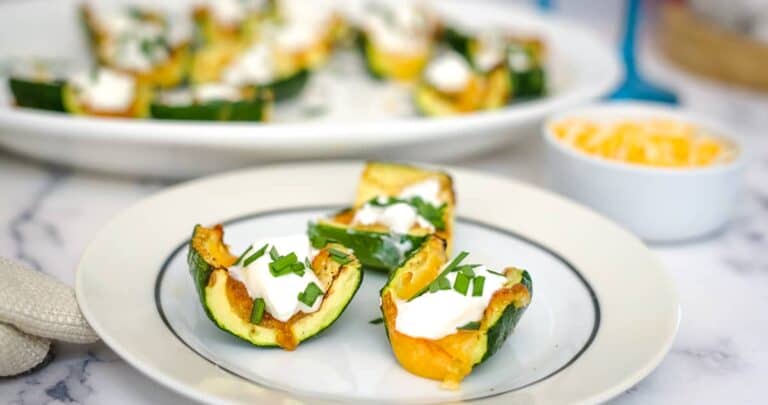 loaded zucchini skins on a plate
