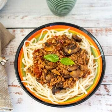 tvp bolognese sauce on low carb noodles