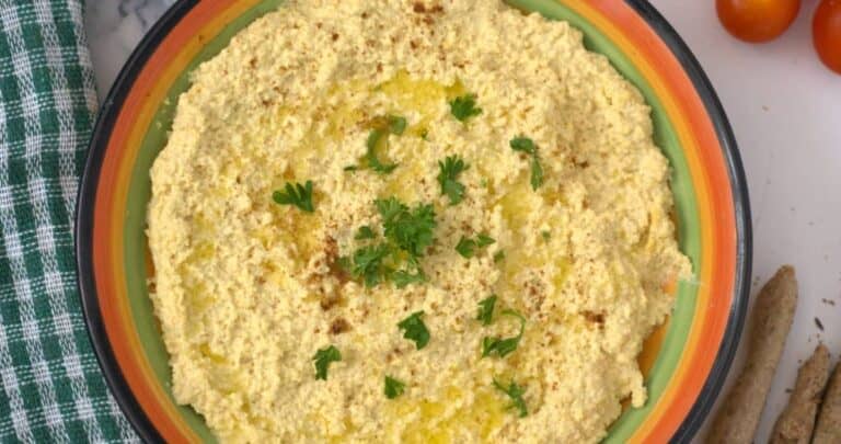 keto hummus in a dish